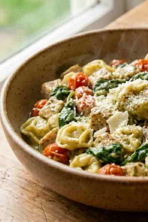 Creamy Pesto Chicken Tortellini Recipe (Easy Weeknight Dinner)