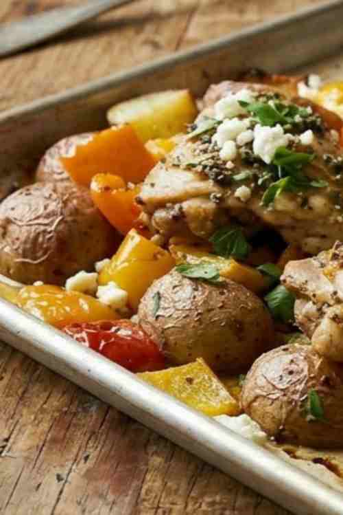 Sheet Pan Greek Chicken Recipe (Easy One Pan Mediterranean Dinner)