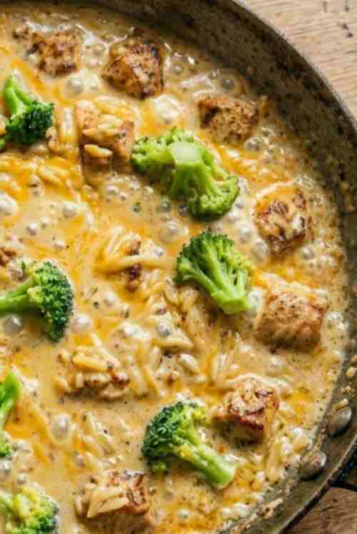 Creamy Chicken Broccoli Orzo Skillet (Easy One Pan 30 Minute Dinner Recipe)